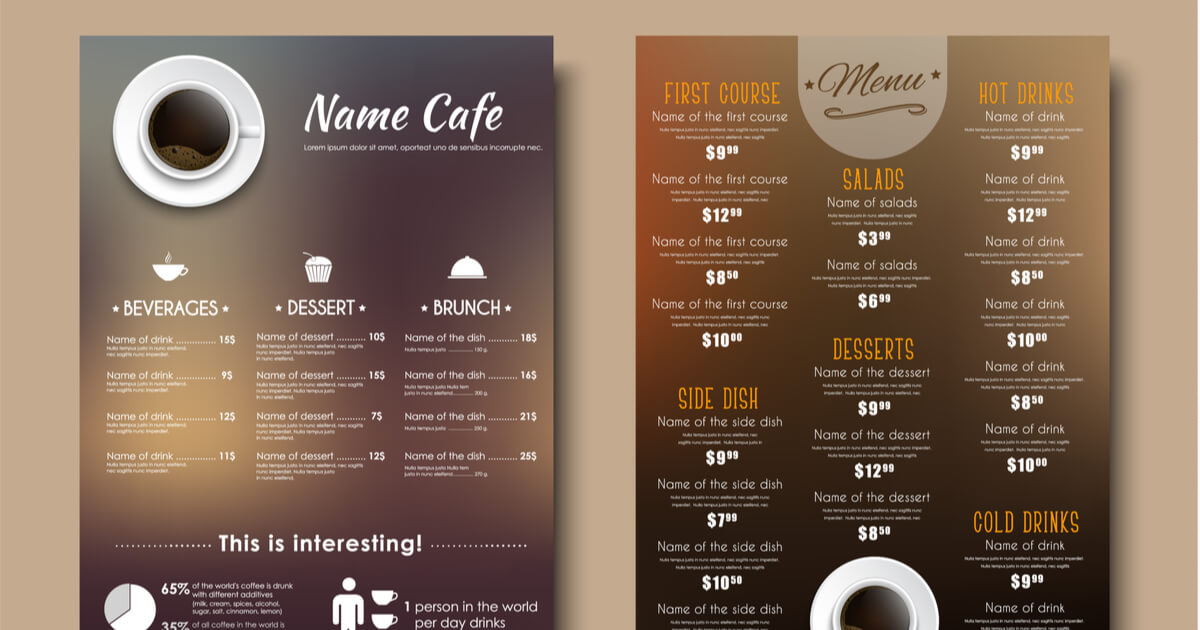 喫茶店　メニュー　英語