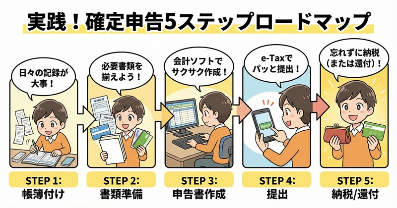 【実践編】個人事業主の確定申告のやり方を5ステップで解説