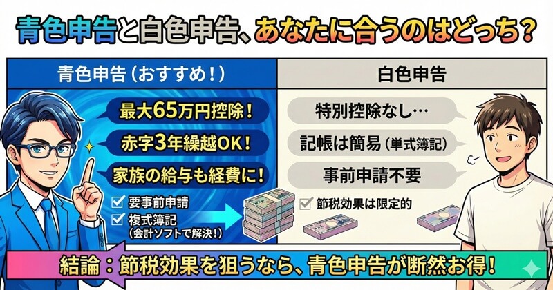【準備編】青色申告・白色申告どちらにするかを決めるやり方